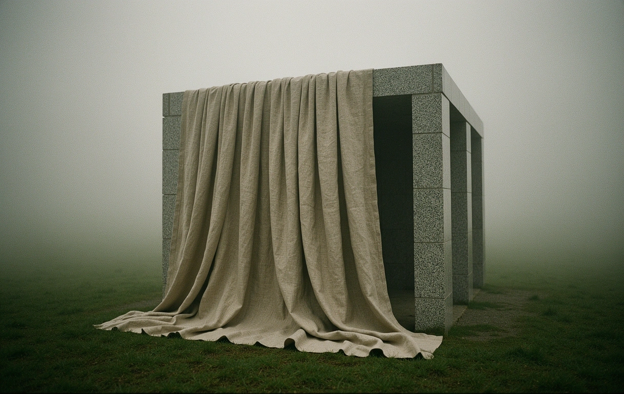 Minimalistische Architektur in Nebel